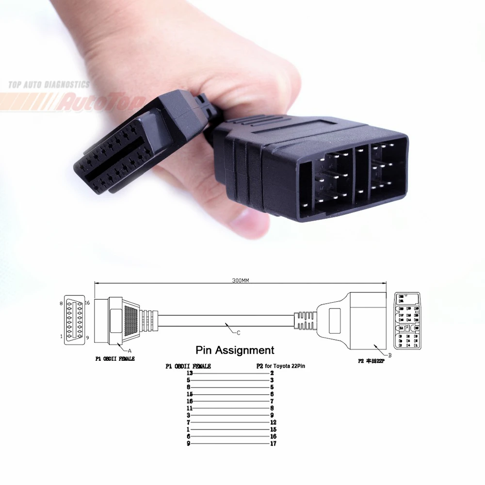 Топ OBD2 кабель адаптер для Toyota 22Pin до 16Pin OBD адаптер для OBDII разъем для Toyota 22 Pin ODB2 кабель для TOYOTA Corolla