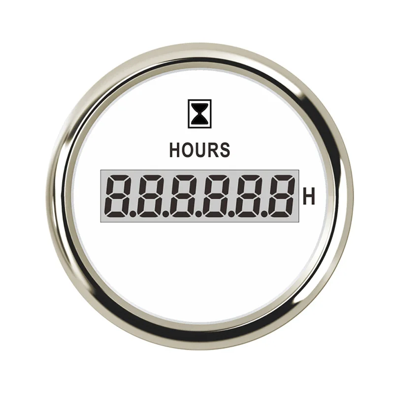 

52mm Digital Hour Meters 9-32VDC LCD Hourmeters Waterproof Clock Gauges Time Gauges for Auto Boat Red Backlight