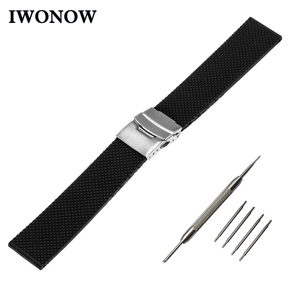 

Silicone Rubber Mesh Pattern Watch Band 19mm 20mm 21mm 22mm 23mm 24mm for Tissot 1853 Safety Clasp Strap Wrist Belt Bracelet