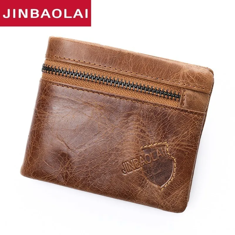 

100% Genuine Leather Men Wallet Small Zipper Men Walet Portomonee Male Short Coin Purse Brand Perse Carteira Card Holder for men