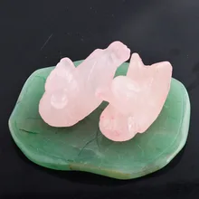 Rose Quartz Mandarin Canards Sur Aventurine Lotus/Fengshui Y1372