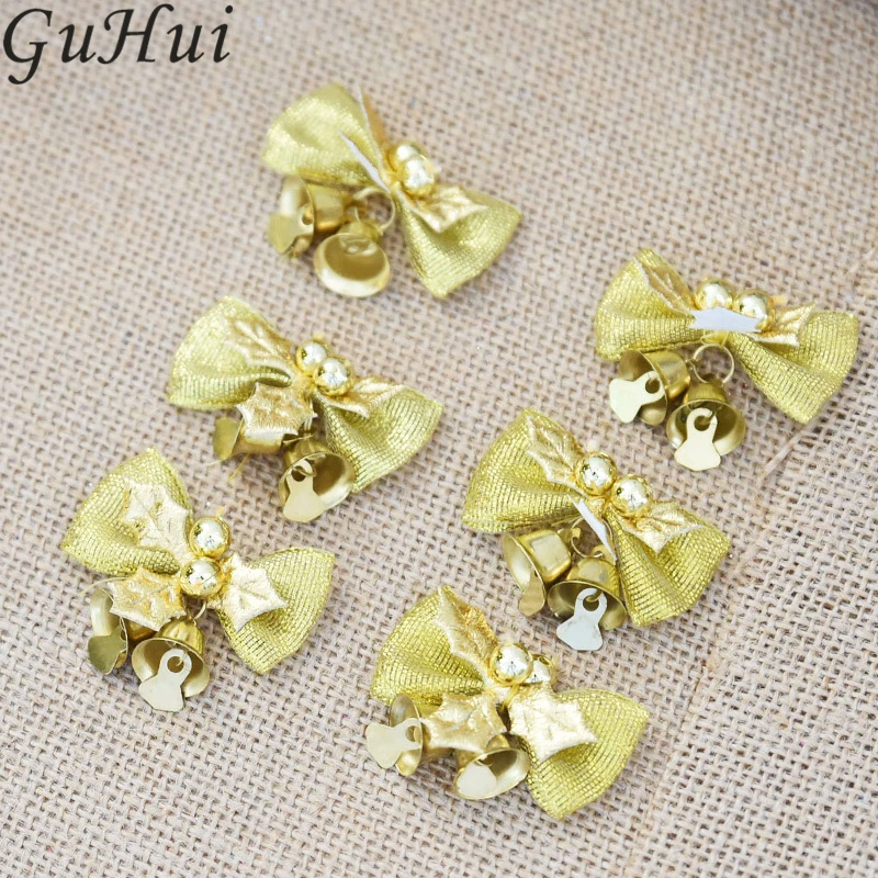 

2set/lot Christmas Tree Decorations Scottish Style Stripes Red Jingle Bells Bow Tie Pendants Crafts Xmas New Year Party Ornament