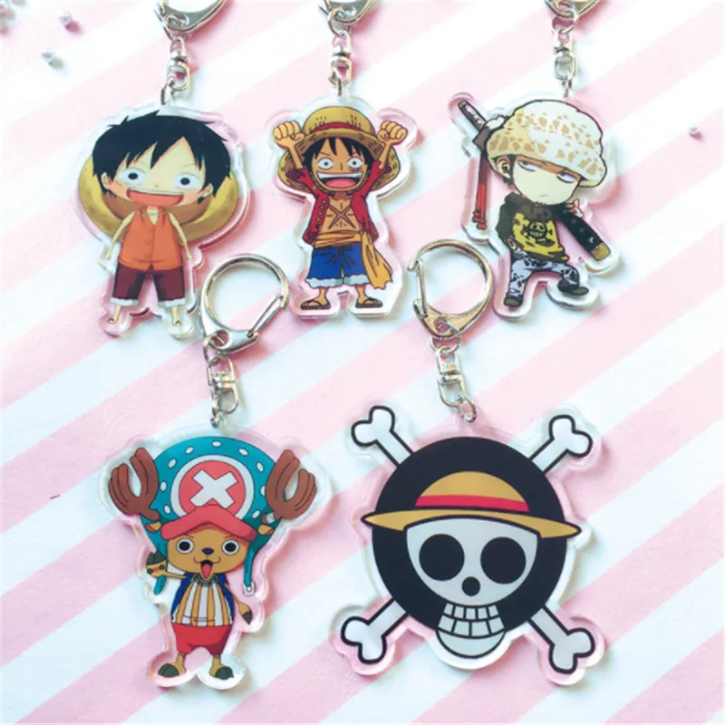 

Anime One Piece Keychain Acrylic Keyring Women Bag Car Jewelry Children Gift 19112