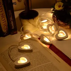 1 шт. Водонепроницаемый 10 фонари светодиодные строки деревянный в форме сердца LED Крытый Открытый свет для Свадебные украшения теплый белый
