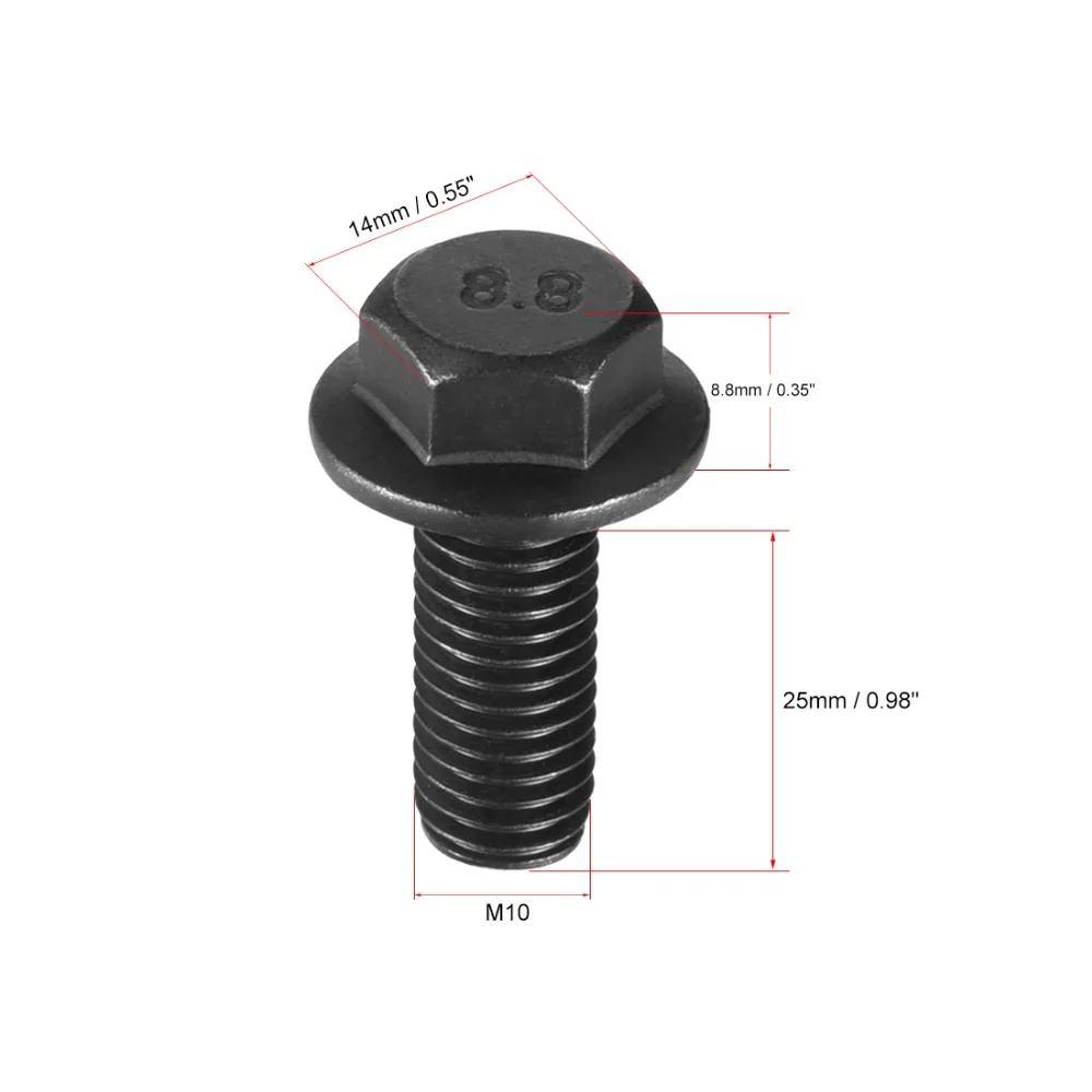 Uxcell 2 шт./лот Шестигранная головка M8x16mm M10x20mm M10x25mm шестигранные фланцевые болты