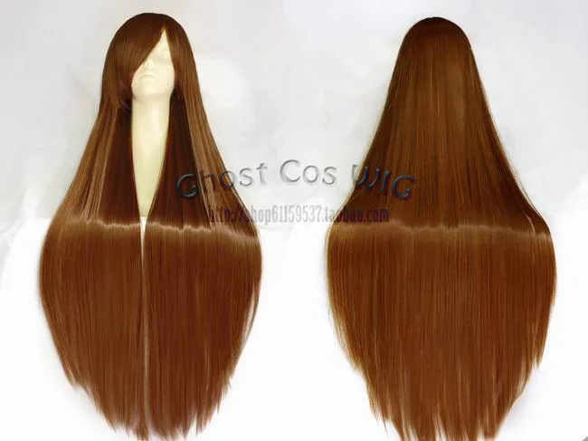 

Brown 1 meter long straight heat resistance cosplay synthetic hair wig.free shiping