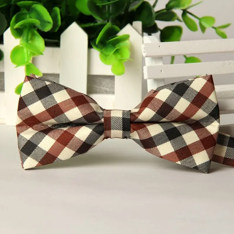 

SHENNAIWEI 12cm*6 cm 2016 High quality Mens Cotton Polyester pretied Neck plaid Bowtie Men Party Bow tie lot
