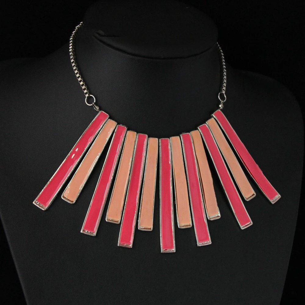 

CirGen Fashion Statement Choker Colorful Geometric Enamel Metal Pendant Collar Vintage Chain Necklace Women Jewelry Item,AF076
