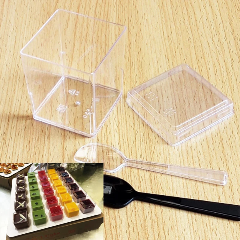 

1Pc Plastic Transparent Disposable Cup/Lid/Spoon Party Wedding Birthday Supplies Disposable Tableware Clear Dessert Twisted Cup