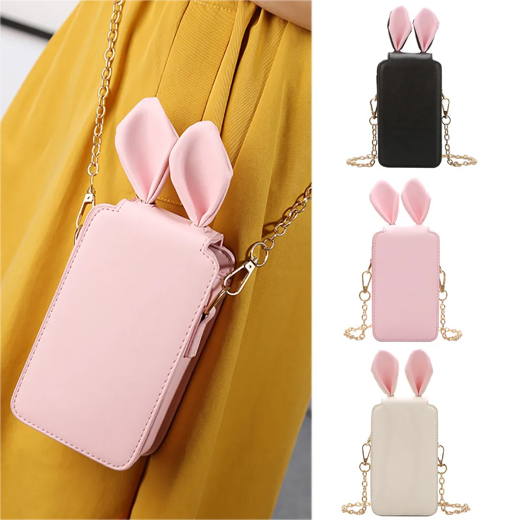 

Women Rabbit Ears Wild Chain Shoulder Bag Messenger Bag Mobile Phone Bag High Quality Casual High Capacity Shopping Bag