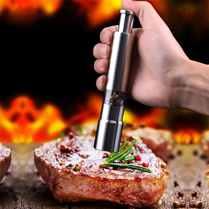

1PC Portable Stainless Steel Pepper Salt Herb Mill Grinder Gourmet Cooking Set Barbecue Kitchen Tool camping Seasoning bottle