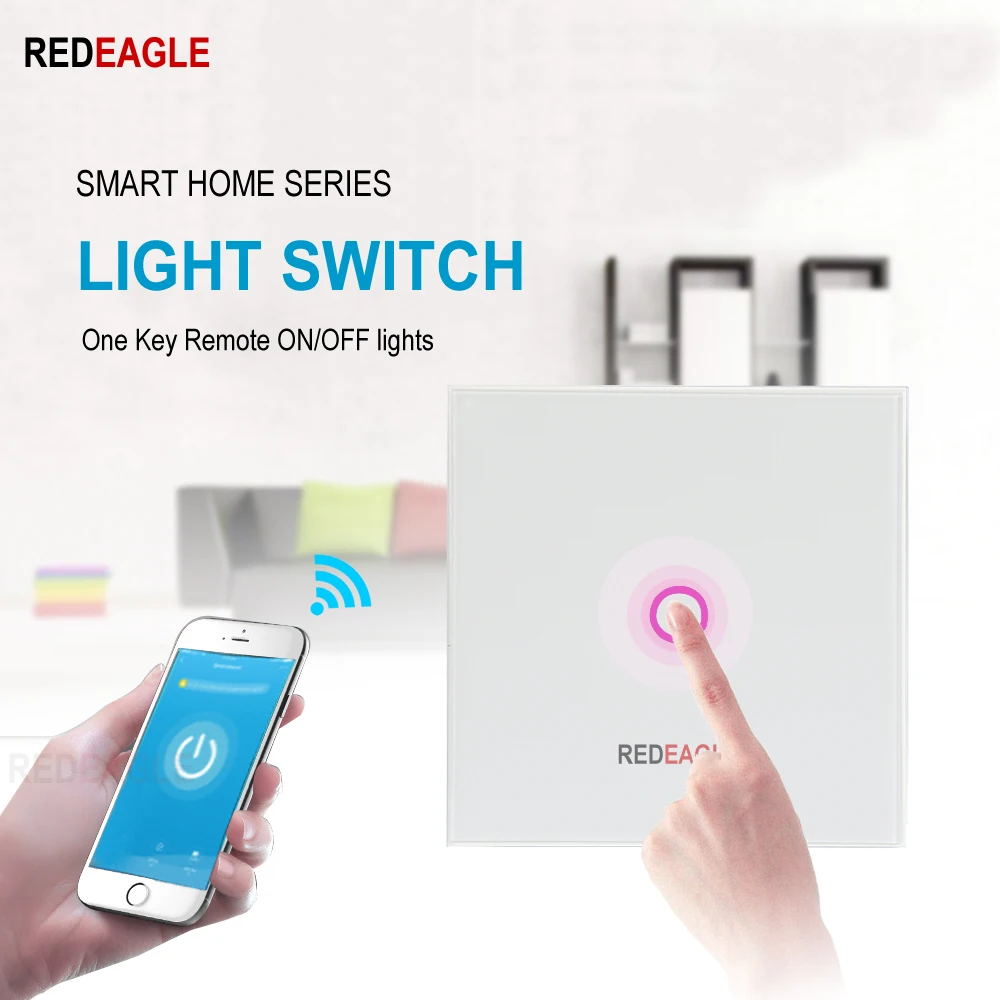 

EU 1 Gang 1 Way EU Smart Remote Control Wall Light Switch Touch Key WiFi Smart Home Wall Switch Support Works with Alexa