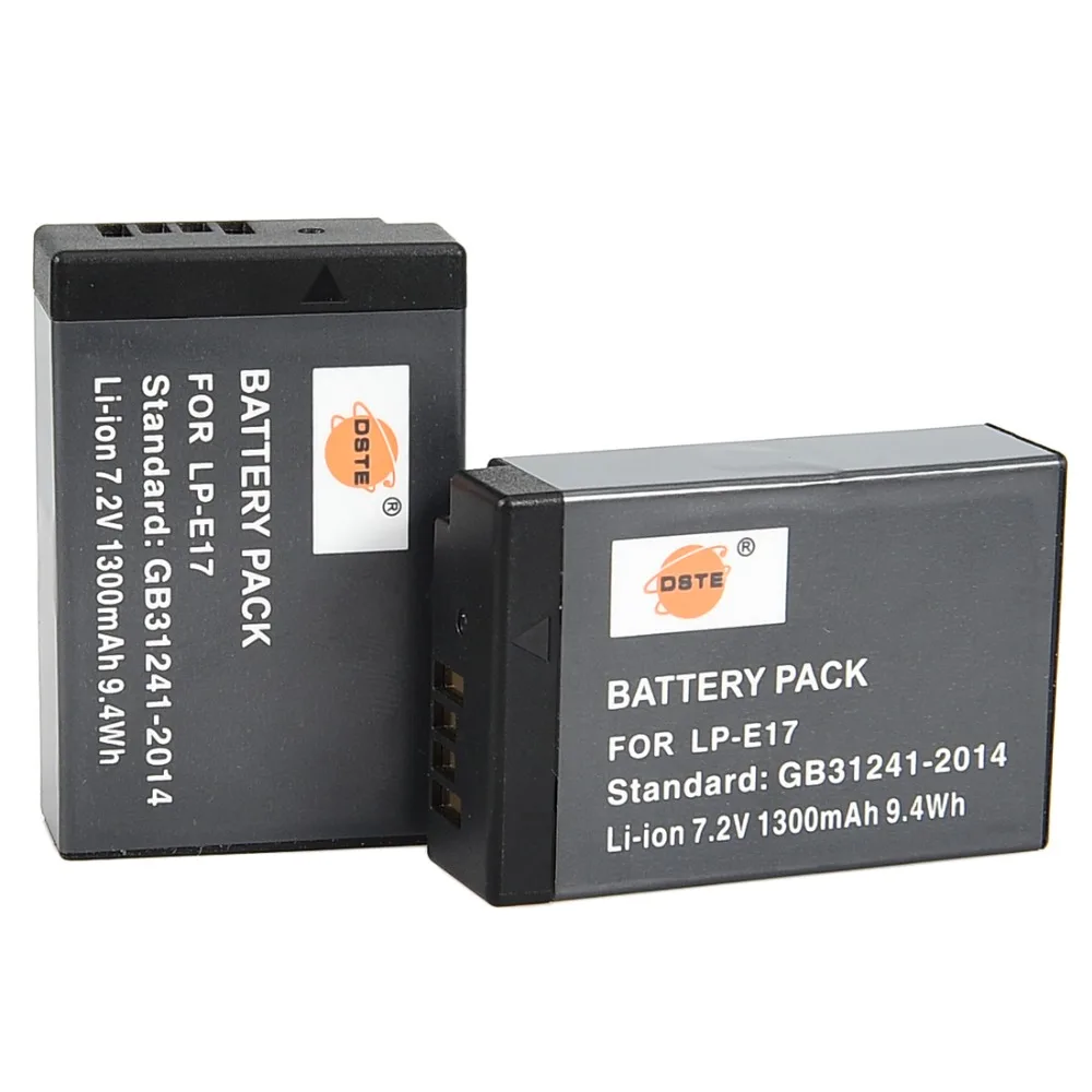DSTE 2 шт. LP-E17 lp-e17 батарея с двумя портами USB зарядное устройство для Canon EOS 200D 760D 8000D Kiss X8i 250D M6 Mark II камера