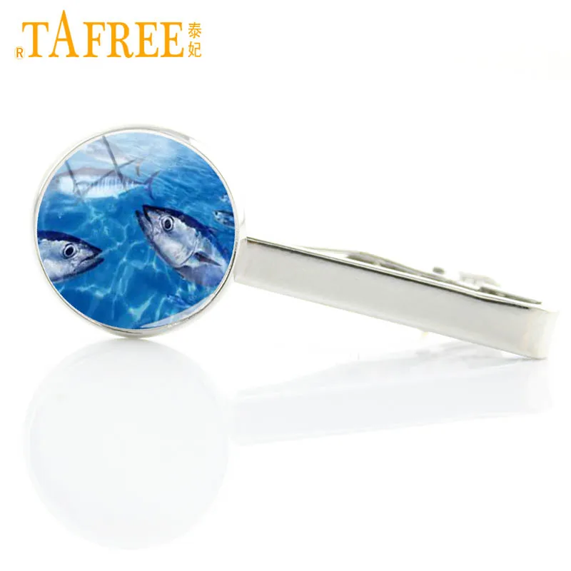 Шарм от TAFREE blue sea Fish Tunas Зажимы для галстука изысканный стеклянный кабошон ручной