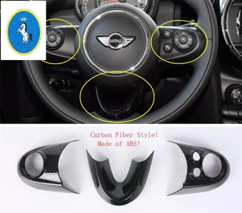 

Yimaautotrims Steering Wheel Button Frame Cover Accessories Trim 3 Pcs For Mini Cooper F55 F56 F57 3 Door / 5 Door 2014 - 2019