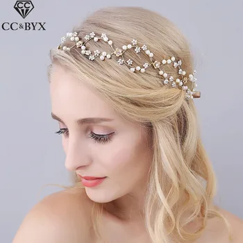 

CC Jewelry Wedding Headband Crown For Bride Bridal Crowns Hair bands Wedding Hair Accessories For Women Party Bijoux Beads 0935