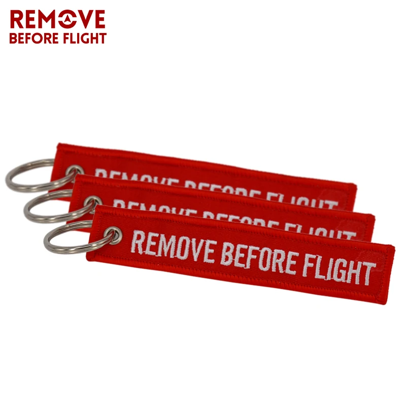 

New Remove Before Flight Keychain Ring OEM Red Embroidery Key Fobs Tag Label Keyring Chain Jewelry Chaveiro Aviation Gifts