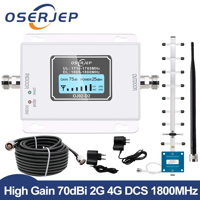 GSM LTE 1800 LCD 70dB 2g 4g повторитель сигнала для сотового телефона DCS 1800MHz мобильный