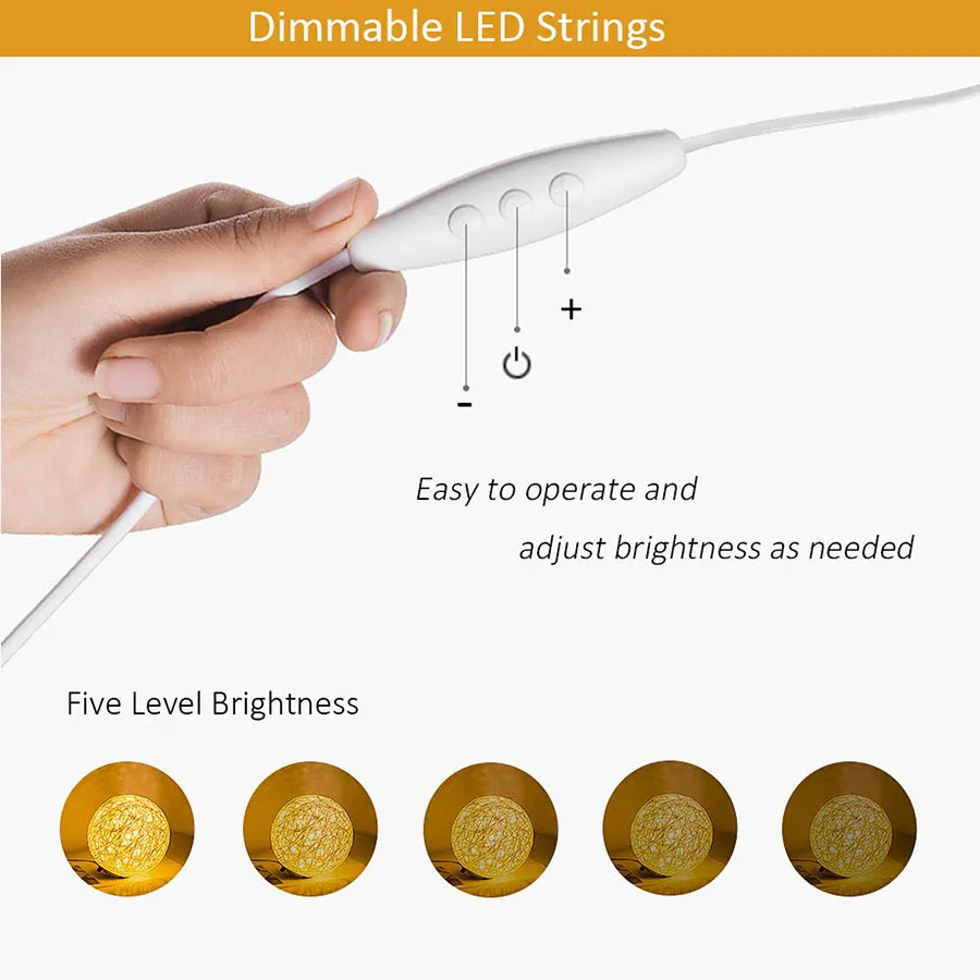 Dimmable 3D 15 см луна лампа USB мощность ротанга Шар светодиодный ночник, для дома освещение День рождения Рождество Рамадан дети креативный подарок