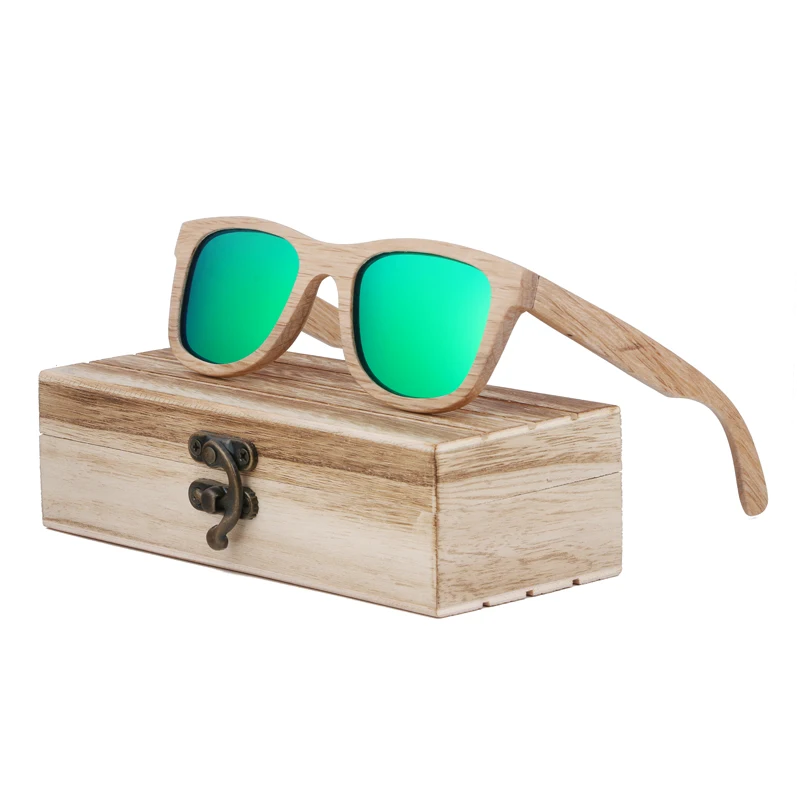 BerWer поляризованные солнцезащитные очки ретро для мужчин и женщин Роскошные солнцезащитные очки из дерева ручной работы для друзей в качестве подарков дропшиппинг OEM - Цвет линз: green lens with case