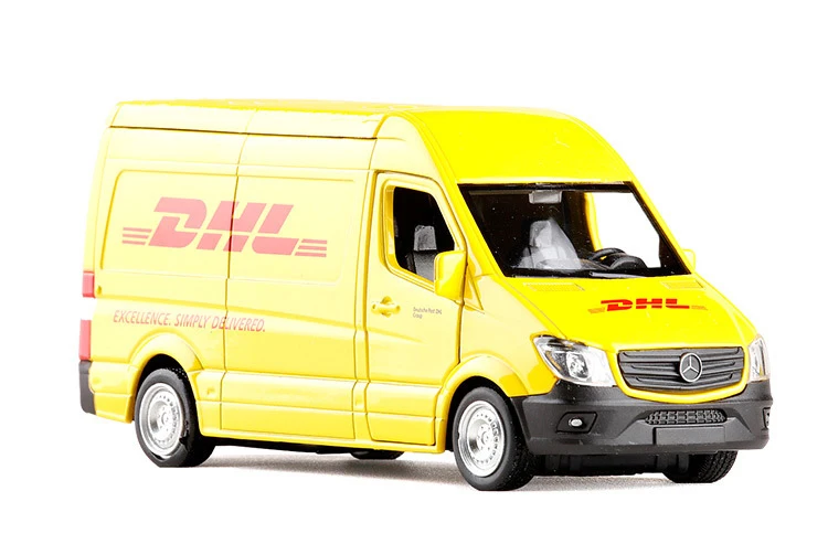 Высокая модель игрушечного автомобиля RMZ City 1:36 из металла Benz Sprinter DHL Express модель автобуса из сплава отлично подходит для детей Коллекция подарков