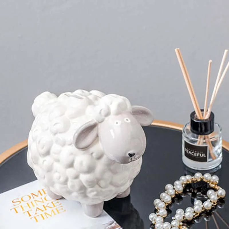 

NYAA Scandinavian Wind Children's Room Ceramic Sheep Savings Cans Ins Home Creative Decorations Bedside Decorations