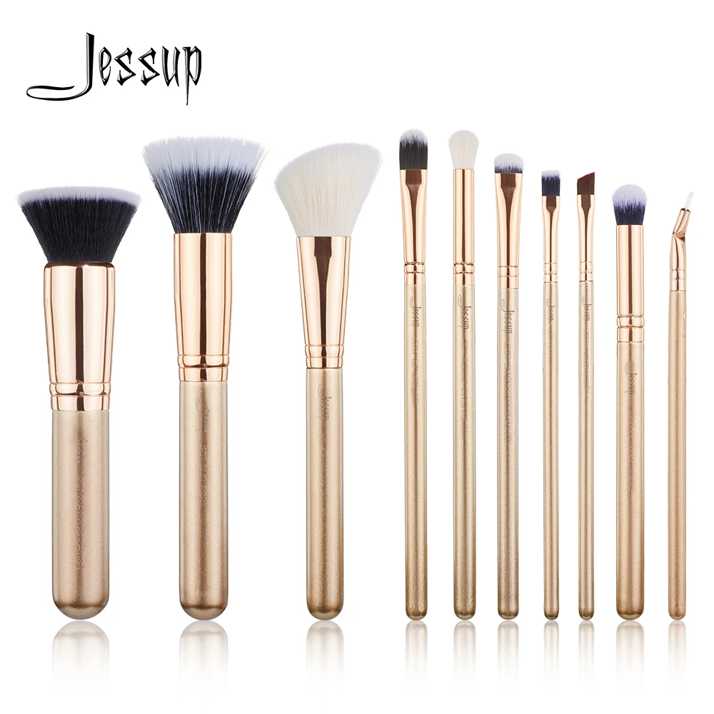 Buy Jessup Brushes 10PCS Golden / Rose Gold Makeup