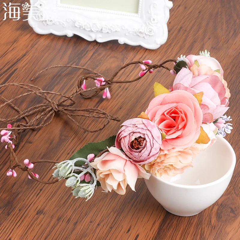 

Haimeikang Women Flower Tiara Wedding Floral Headband Hair Accessories Bridal Garland Princess Wreath Girls Crown Headdress Part