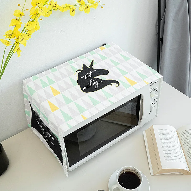 Small Fresh Microwave Oven Cover Waterproof Fabric Dust Cover