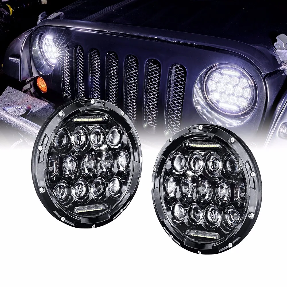 

7" Projector Lens Headlights 7 Inch 75W Led Headlamp Bulb DRL Fit For Jeep wrangler Jk Tj lada niva 4x4 Hummer H1 H2 H3 Headlamp