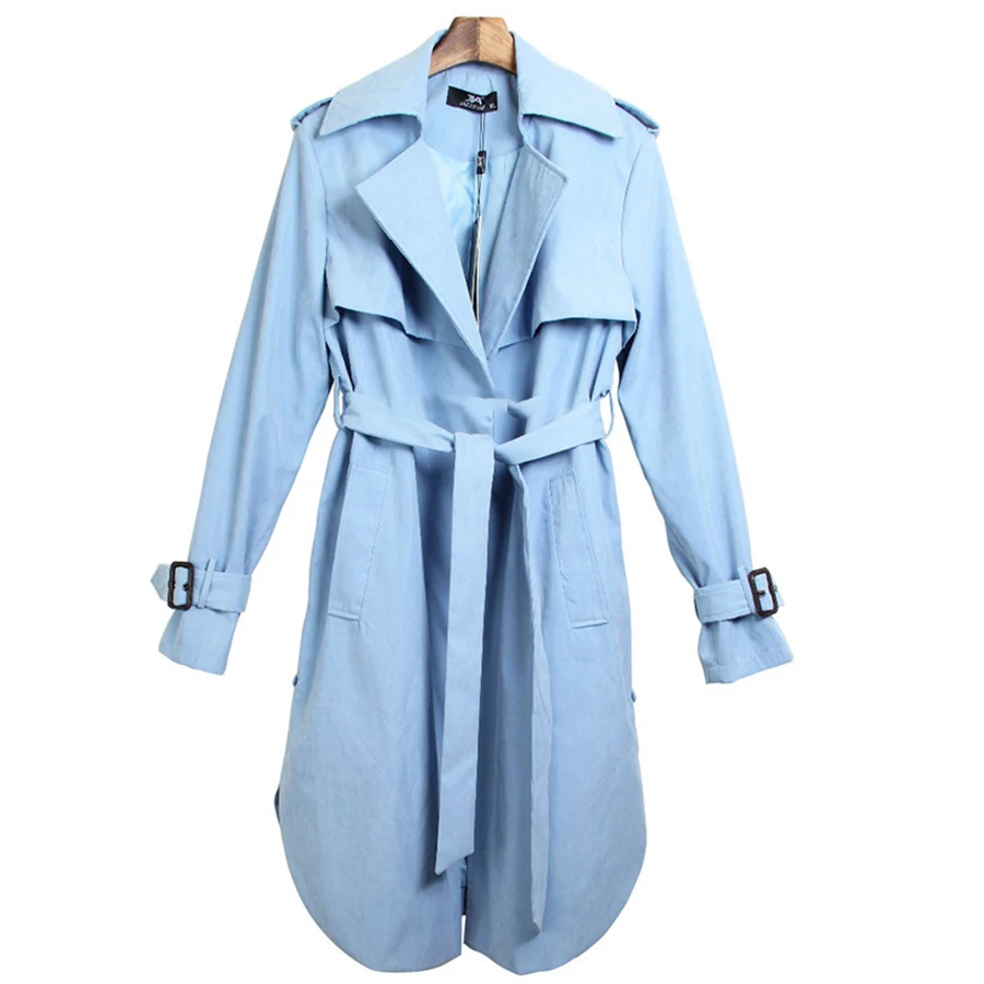

Casual Elegant Long Trench Coat women Spring Fashion Autumn Long Trench Coat For Women Belted Office Parfum Femme De Marque 102F