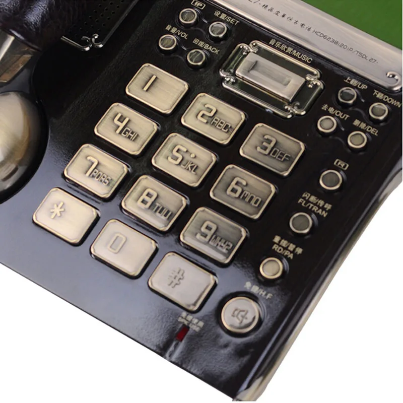 الأوروبية العتيقة خمر دعوة ID Handfree الثابتة الهاتف الأرضي الراقية مع جلد الهاتف للعمل المكاتب الرئيسية براون