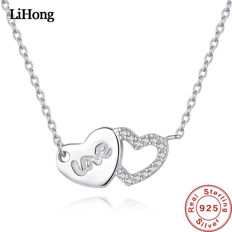 

2019 New S925 Sterling Silver Heart Love CZ Clear Necklace Pendant for Women Fashion Jewelry
