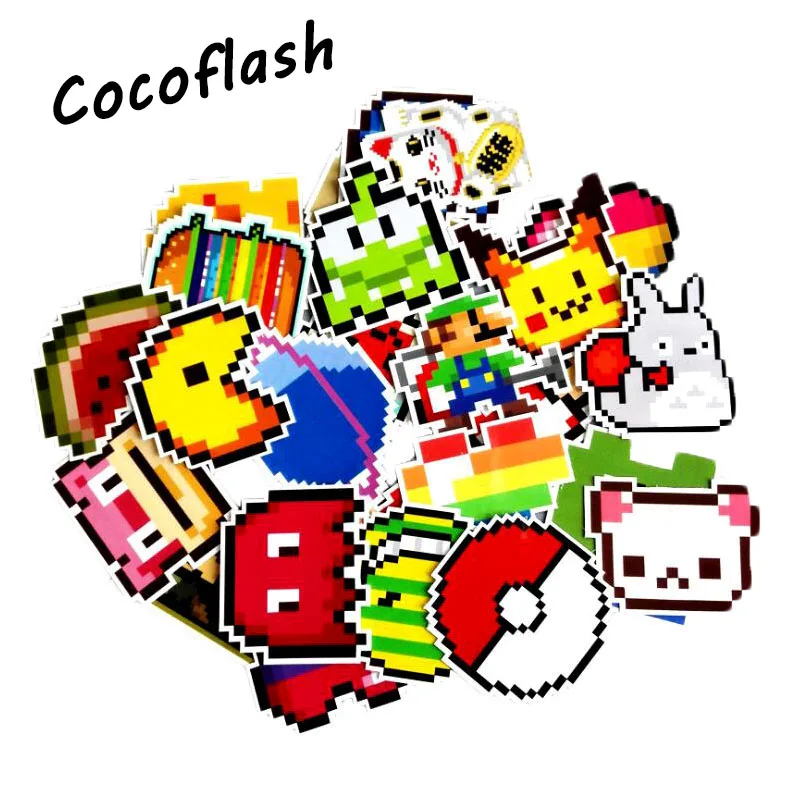 25Pcs/lot Cartoon Creative Pixel Style Sticker For Car Laptop Luggage Skateboard Backpack Tables Case Decal Kids Toy Sticker