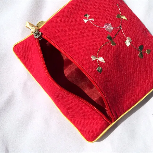 Китайская вышивка сумка квадратные сумки с молнией маленькая хлопчатобумажная сумка рождественские подарочные сумки, Кошелек вечерние сувениры 50 шт./партия