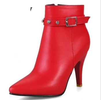 

Zapatos Mujer Girls Ankle Boots Wedding Chaussure Femme Belt Buckle Shoes Woman Women Pumps Winter Ladies High Heels G61266