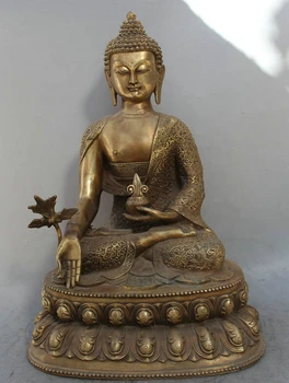 

USPS to USA S2169 19" Tibet Tibetan Buddhism Brass Stand Menla Medicine Buddha medical God Statue