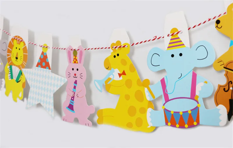 Мультфильм шапка Zoo Safari Джунгли животных на день рождения баннер лес Safari Бантинг гирлянда душа ребенка Дети День рождения Декор
