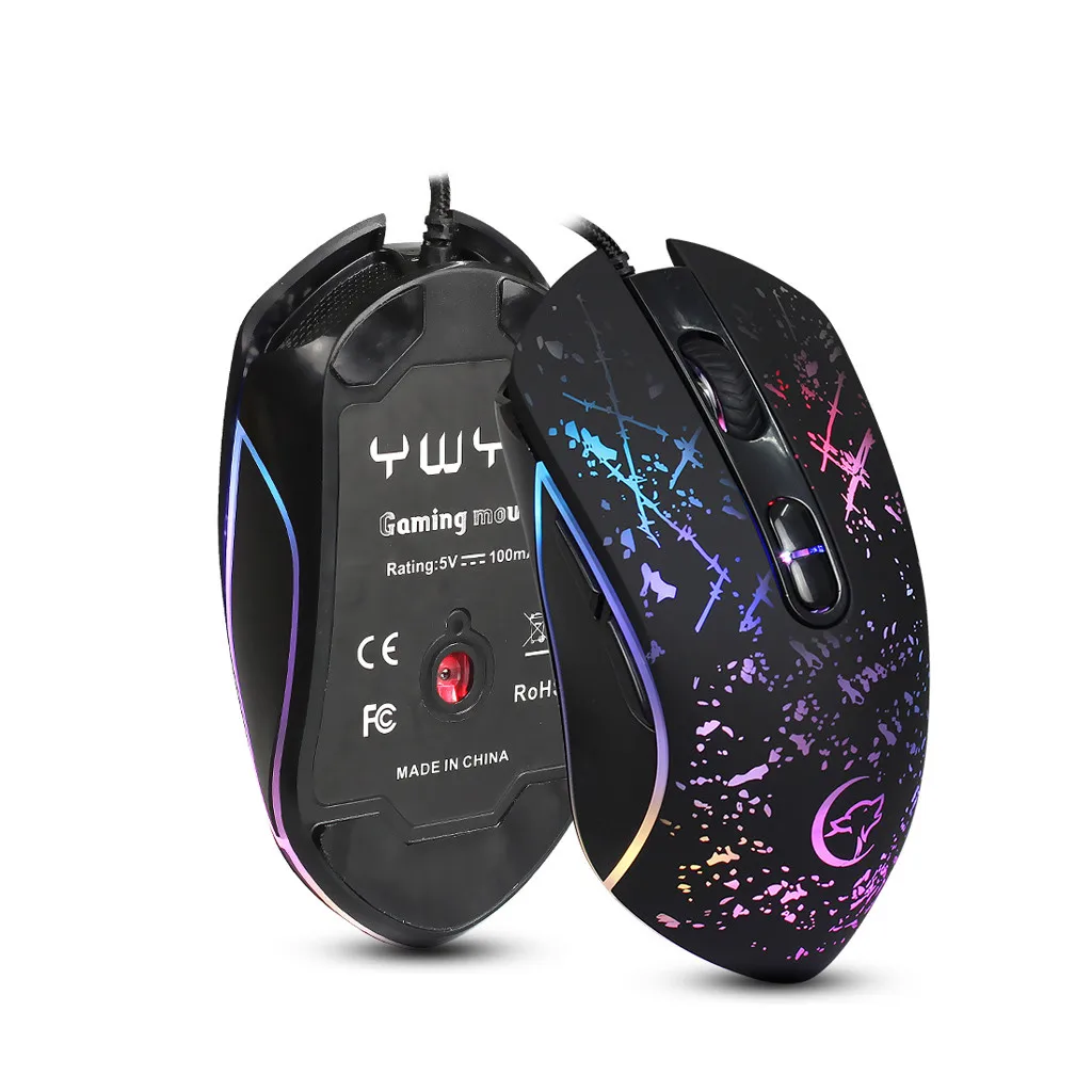 

USB Gaming Mouse Cable RGB 6 Backlight Macro Programmable Buttons Black Gamer Backlight for Desktop gaming pc