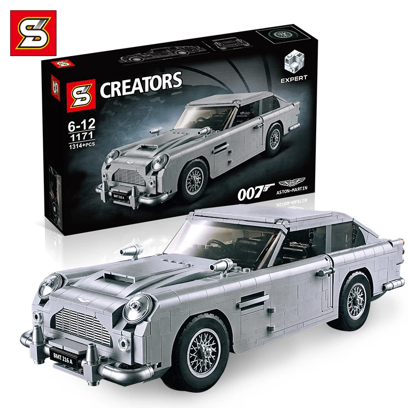 

1314PCS Technic Aston 007 Car Model compatible movie 10262 Set Building Blocks Bricks Educational Toys christmas birthday gift
