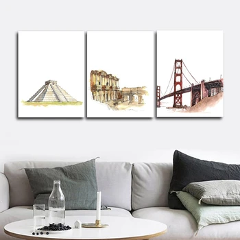 

European Places of Famous Wall Picture Poster Print Canvas Painting Calligraphy for Living Room Bedroom Home Decor Frameless