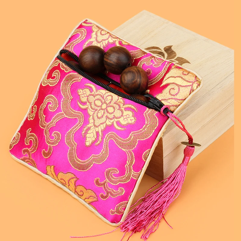 Multifunctional Chinese Wind Silk Jewelry Organizer Embroidery Pouches Bag Ring Bar Bird Travel Roll Bags 11.5*11.5cm | Украшения и