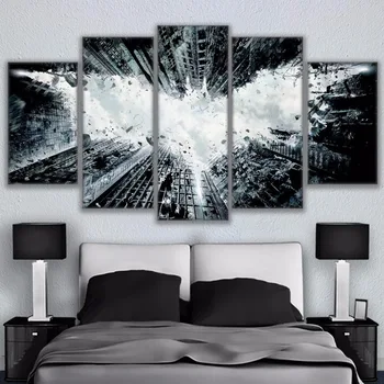 

Modern Home Decor Canvas Print Poster Framework Painting 5 Panel Batman Abstract Wall Art For Living Room Modular Picture
