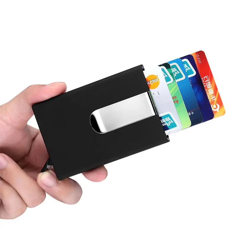 Металлический бизнес ID дорожный кошелек для карт автоматический всплывающий ID кредитный держатель для карт чехол для карточек унисекс металлический зажим из нержавеющей стали