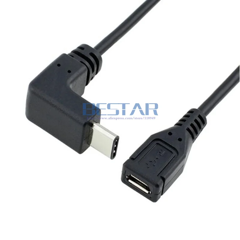 

Elbow design USB 3.1 type-c USB3.1 USB-C male Angle To Micro USB 2.0 5 pin 5p Female charge data Cable 3ft 1m Connector adapter