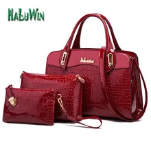 NLT señora mujeres de la moda top mango bolsa de estilo caliente venta de charol bolsa de mensajero bolsa de hombro sólido compuesto conjunto bolsos