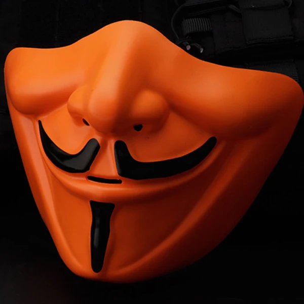 Три солдата V-mask Multi-function Halloween вечерние Y улыбающаяся маска для лица наружная тактическая Половина маска для лица s CS платье оборудование - Цвет: Orange