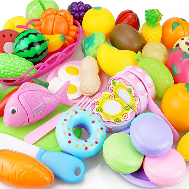 New Cutting Fruit Vegetable Toy Pretend Play Kitchen Toys Play House Miniature Plastic Cooking Food Kids Girls Educational Gift 1