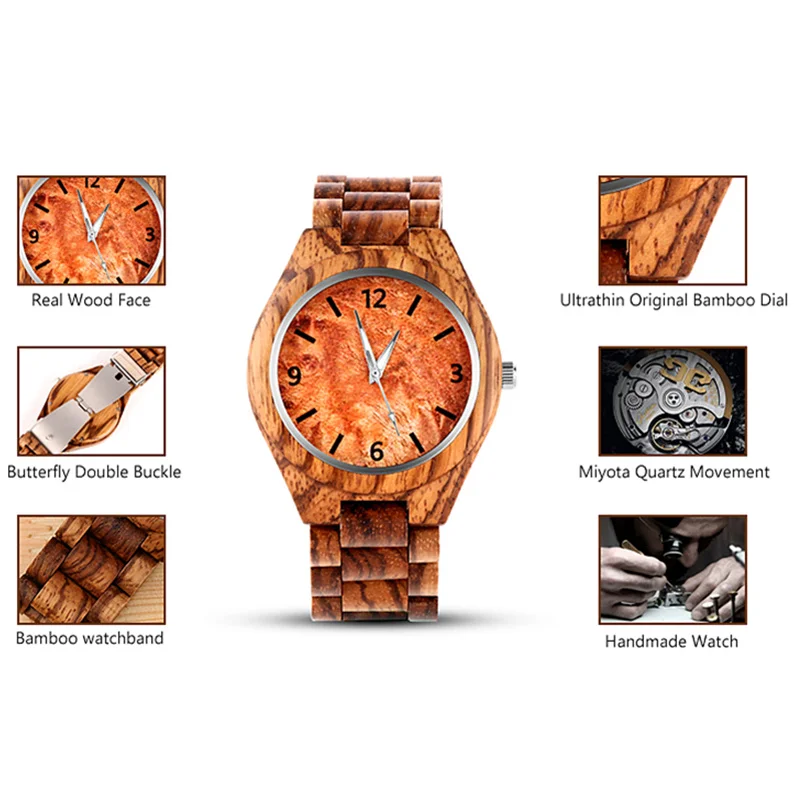 Горячая распродажа популярные модные деревянные часы полностью деревянные Мужские часы уникальная древесина часы hombre relogio montre