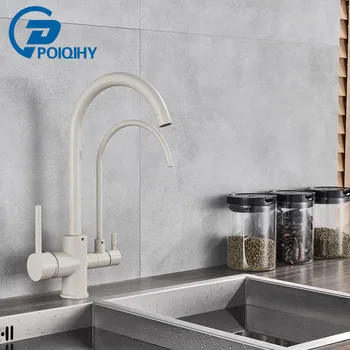 

Brass Bathroom Purified Water 360 Degree Rotation Faucet Dual Outlet Kitchen Faucet Hot and Cold Water Mixer Tap 3 Colors Option